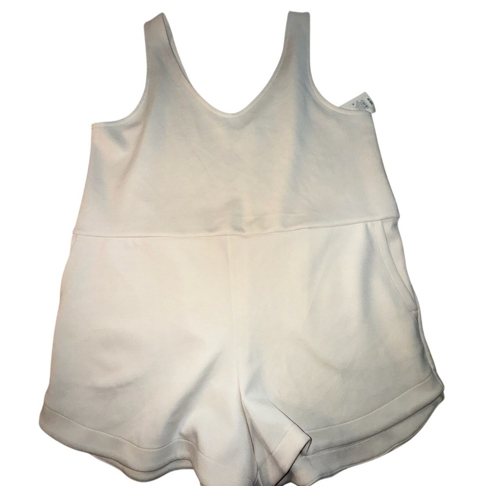 A New Day Women's V-Neck Sleeveless Knit Romper Cream Large New
